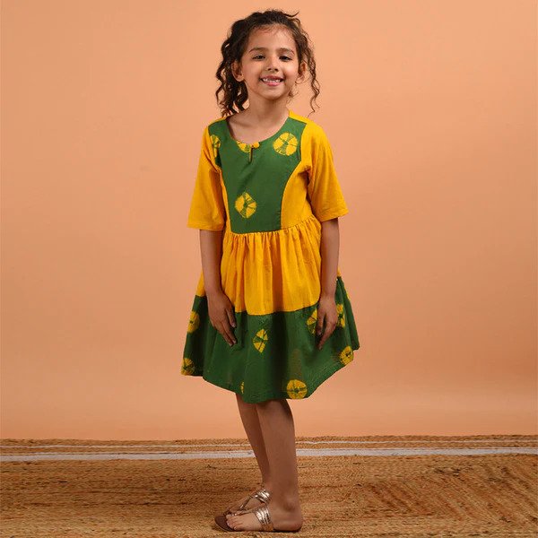 cotton bandhani dress- Amala Earth